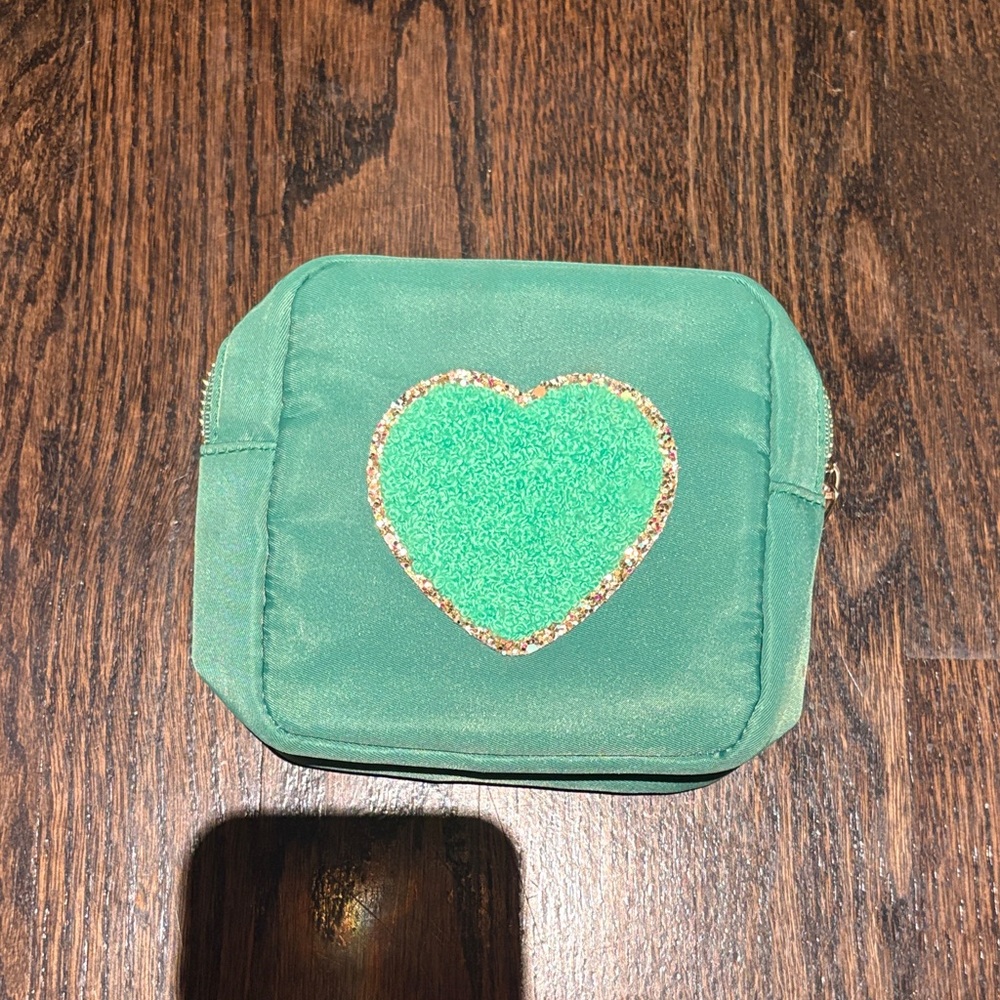 Green Pouch with Heart Design